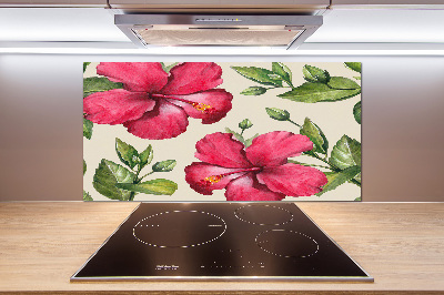 Crédence de cuisine en verre Hibiscus rose