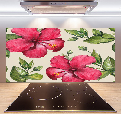 Crédence de cuisine en verre Hibiscus rose