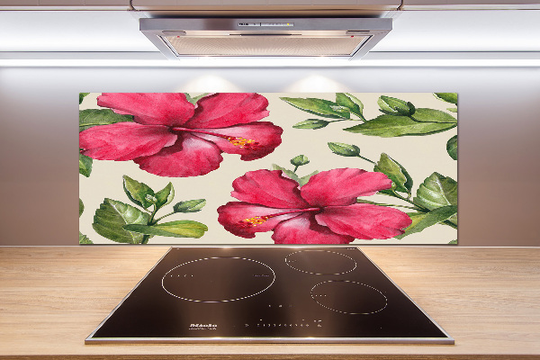 Crédence de cuisine en verre Hibiscus rose