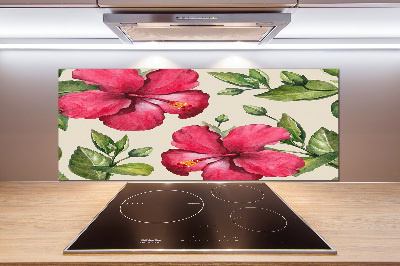 Crédence de cuisine en verre Hibiscus rose
