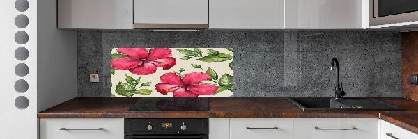 Crédence de cuisine en verre Hibiscus rose