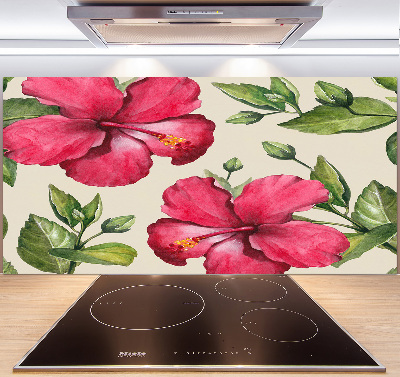 Crédence de cuisine en verre Hibiscus rose