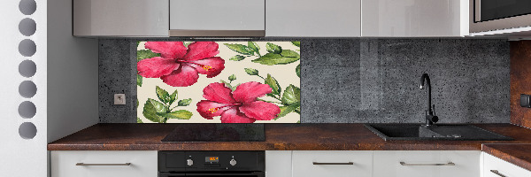 Crédence de cuisine en verre Hibiscus rose