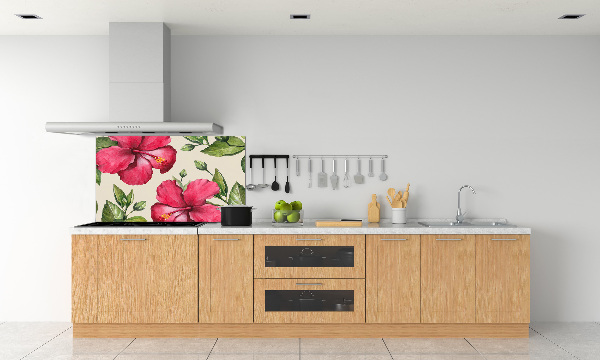 Crédence de cuisine en verre Hibiscus rose