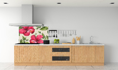 Crédence de cuisine en verre Hibiscus rose