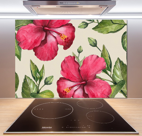Crédence de cuisine en verre Hibiscus rose