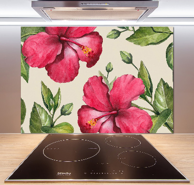 Crédence de cuisine en verre Hibiscus rose
