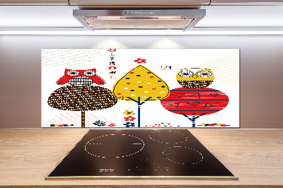 Panneau crédence cuisine Hiboux dans l'arbre