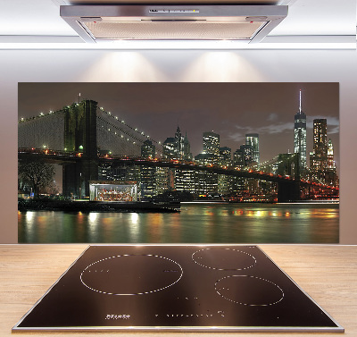 Crédence cuisine en verre trempé New York de nuit