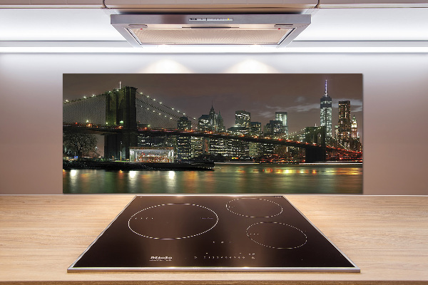 Crédence cuisine en verre trempé New York de nuit