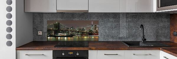 Crédence cuisine en verre trempé New York de nuit