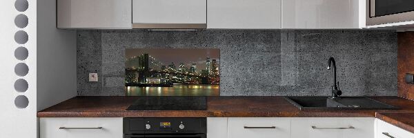 Crédence cuisine en verre trempé New York de nuit