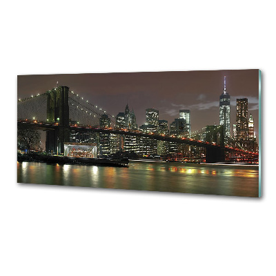 Crédence cuisine en verre trempé New York de nuit