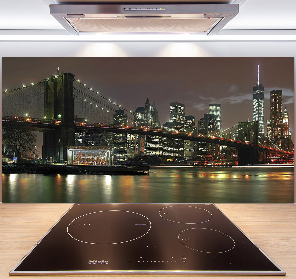 Crédence cuisine en verre trempé New York de nuit