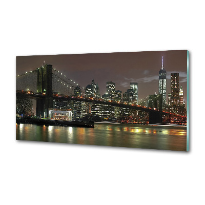 Crédence cuisine en verre trempé New York de nuit