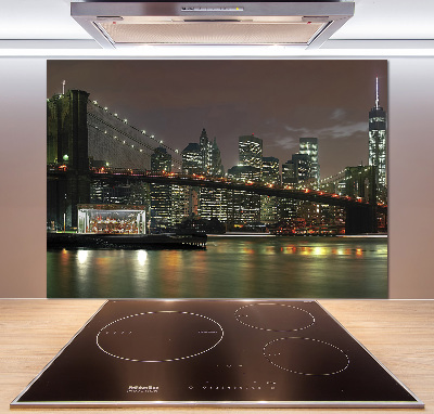 Crédence cuisine en verre trempé New York de nuit