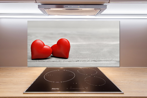 Crédence de cuisine en verre Coeurs sur bois