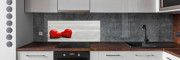 Crédence de cuisine en verre Coeurs sur bois