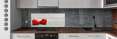 Crédence de cuisine en verre Coeurs sur bois