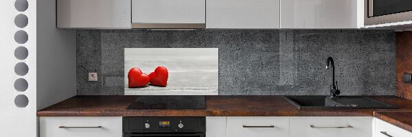 Crédence de cuisine en verre Coeurs sur bois