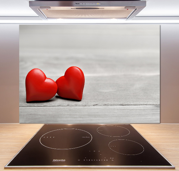 Crédence de cuisine en verre Coeurs sur bois