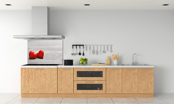 Crédence de cuisine en verre Coeurs sur bois