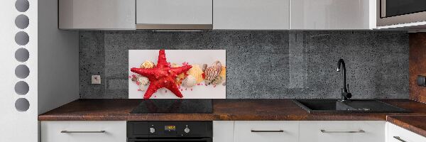 Panneau pour cuisine Étoile de mer et coquillages