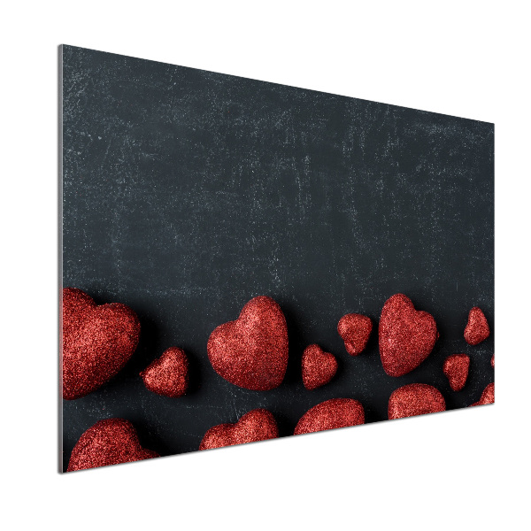 Crédence en verre avec motif Coeurs sur un tableau noir