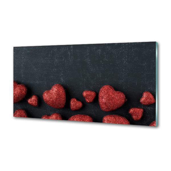 Crédence en verre avec motif Coeurs sur un tableau noir