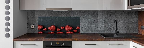Crédence en verre avec motif Coeurs sur un tableau noir