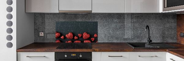 Crédence en verre avec motif Coeurs sur un tableau noir