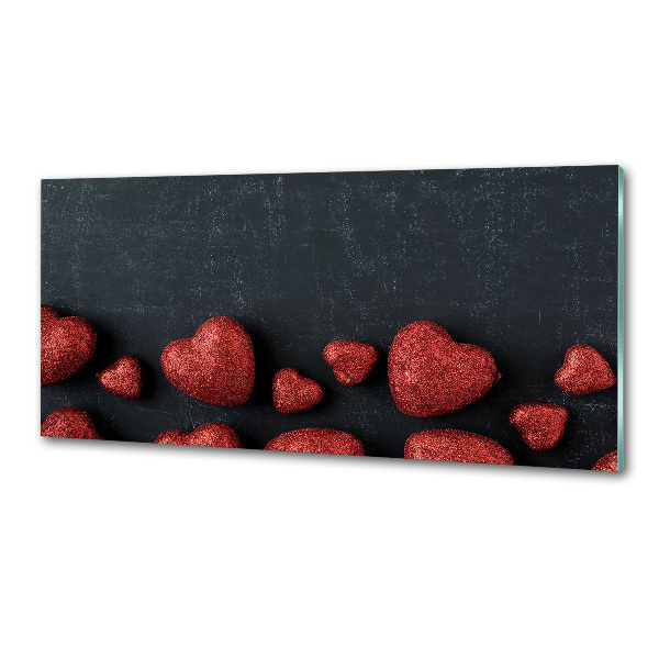 Crédence en verre avec motif Coeurs sur un tableau noir