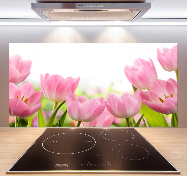 Crédence en verre avec motif Tulipes roses