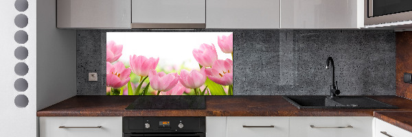 Crédence en verre avec motif Tulipes roses