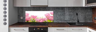 Crédence en verre avec motif Tulipes roses