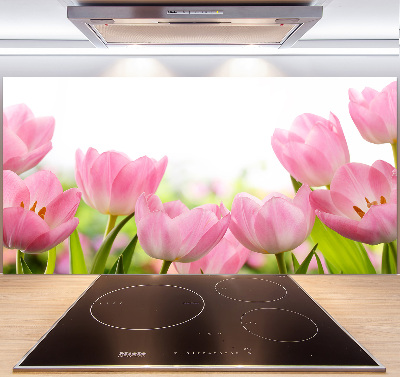 Crédence en verre avec motif Tulipes roses