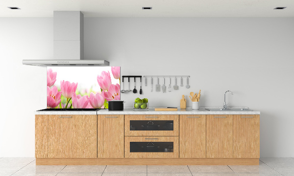 Crédence en verre avec motif Tulipes roses