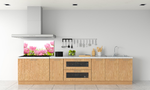 Crédence en verre avec motif Tulipes roses