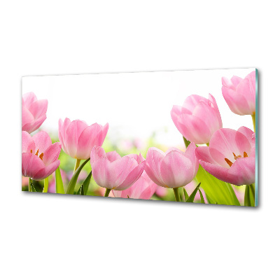 Crédence en verre avec motif Tulipes roses