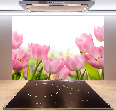 Crédence en verre avec motif Tulipes roses