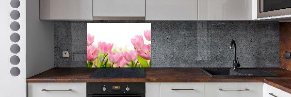 Crédence en verre avec motif Tulipes roses