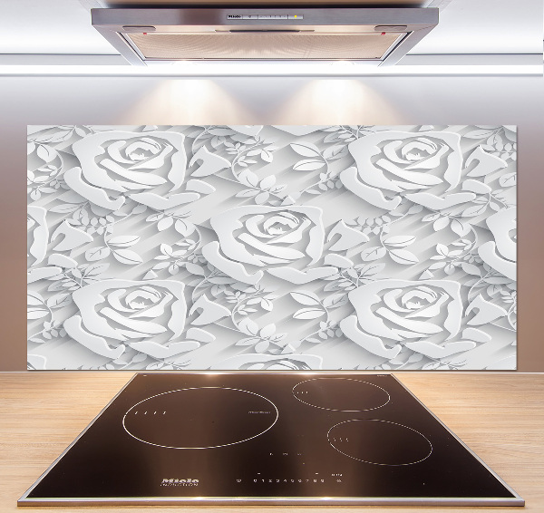 Crédence cuisine en verre Roses design