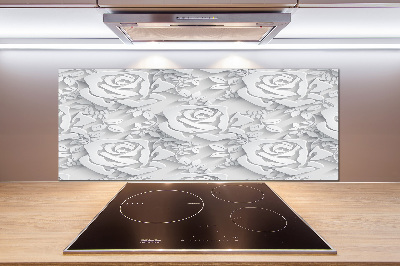 Crédence cuisine en verre Roses design