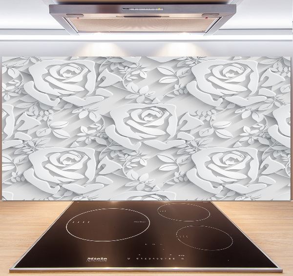 Crédence cuisine en verre Roses design