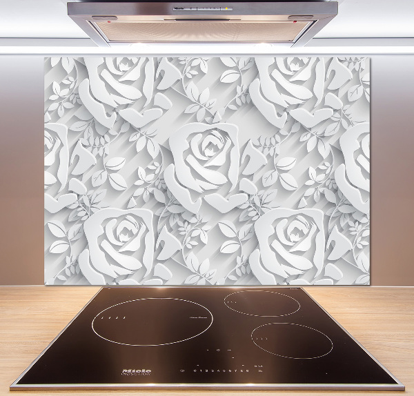 Crédence cuisine en verre Roses design