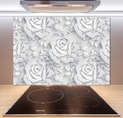 Crédence cuisine en verre Roses design