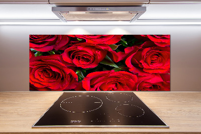 Crédence en verre cuisine Roses rouges