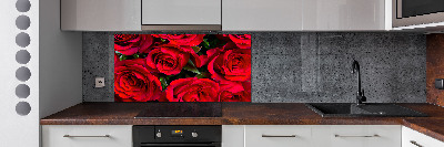 Crédence en verre cuisine Roses rouges