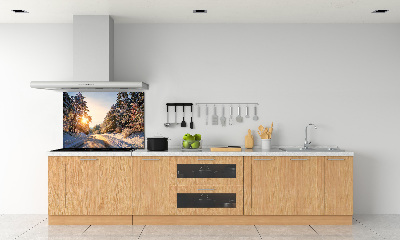 Panneau crédence cuisine Route dans la forêt en hiver
