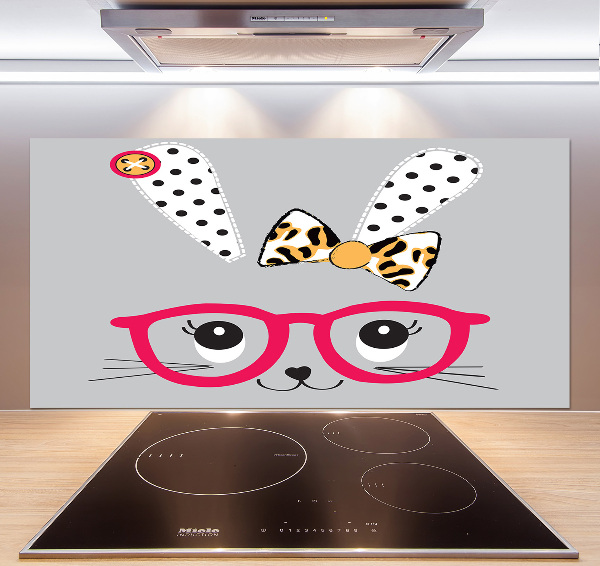 Crédence en verre cuisine Lapin à lunettes